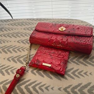Brahmin Red Crocodile Embossed Crossbody Bag